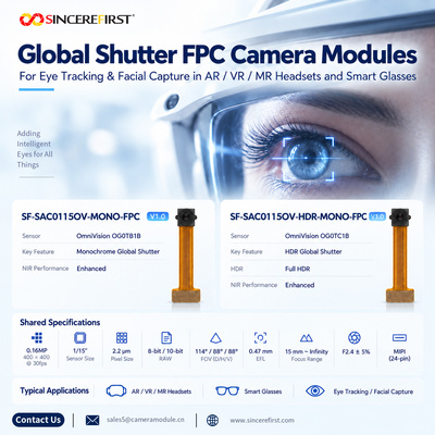 Monochrome Global Shutter Camera for Compact Tracking Devices