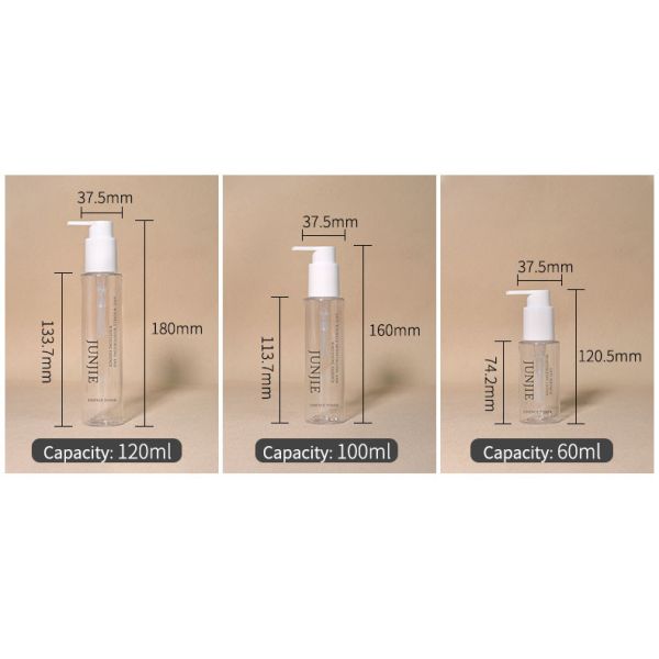 120ml 150ml Clear Plastic Cylinder Bottle Custom Spray Bottle Packaging Printing Cleanser Lotion Pump Bottle