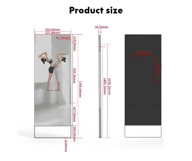 42 Inch Floor Stand Magic Mirror Digital Signage Lcd Screen Mirror Kiosk Photo Booth Advertising Display