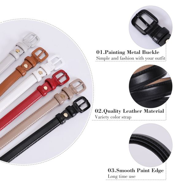 PU Strap Skinny Black Belt Leather 1.8cm Colorful Slim Waist
