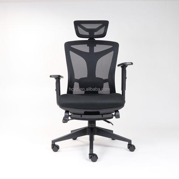 Modern Ergonomic Swivel Office Chair with Adjustable Headrest and Mesh Lumbar Support
