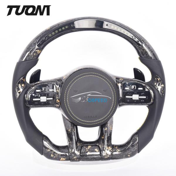 Custom Led Gold Foil Pattern Mercedes Benz Steering Wheel Forged Carbon Fiber