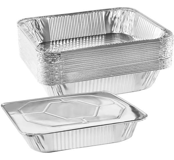 Plateau de lasagne en aluminium rectangulaire chaud et froid Plateau de lasagne en papier d'aluminium jetable