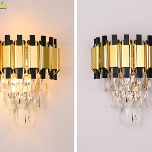 Baking Paint Black E14 Modern Wall Light Electroplating Crystal Home Art