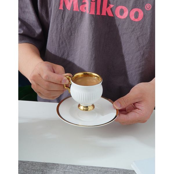 Release Arabian Design Ceramic Coffee Cups for Coffee Shops Customized Logo