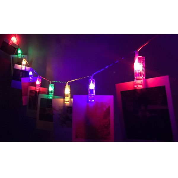 Photo Clip Holder LED String lights LED Card Picture Photo Clips Pegs Bright String Light Wedding Party Valentine's Day