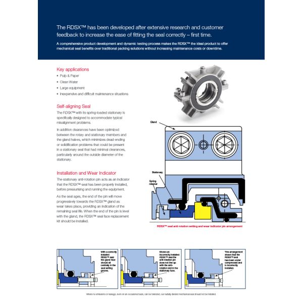 SS316L Split Mechanical Seal FKM EPR RDSX AESSEAL Mechanical Seals