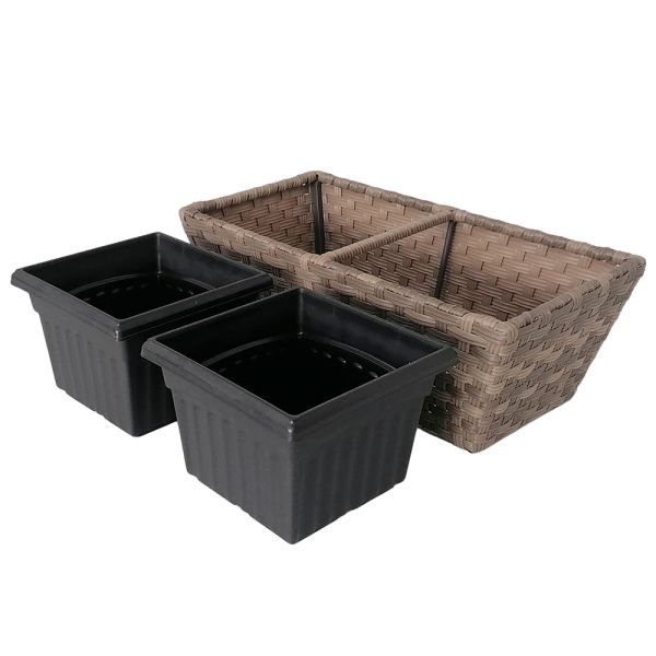 Factory Hot Sale Metal Frame Set of 3 Plastic Pots Home Garden Planter Stand