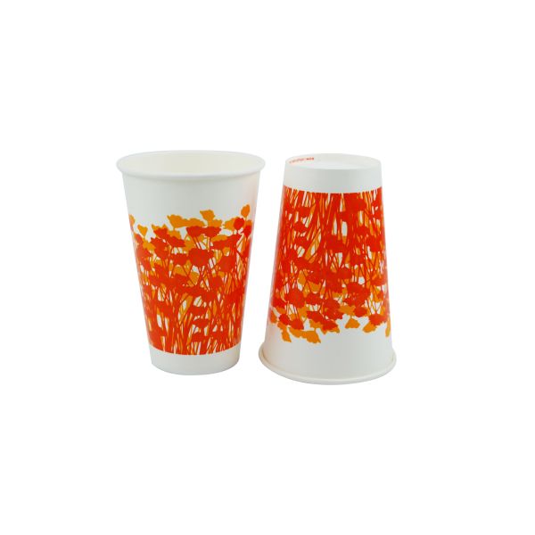 Coloured Insulated Paper Cups Of Double PE Coated 16oz Cold Resistant