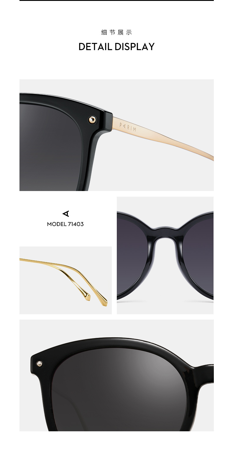 Женские рамки пластмассы Эйегласс Брауна черноты объектива ТАК Порларизед солнечных очков ПЭИ