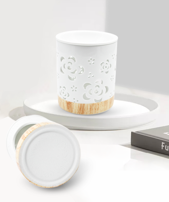 Novelty Gifts Adult Ceramic Candle Diffuser Ceramic Candle Jars White Essential Wax Melt Tealight Candle Warmer