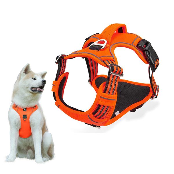 Nylon Dog Harness Control Handle Breathable Mesh Reflective Design Custom Logo Decoration