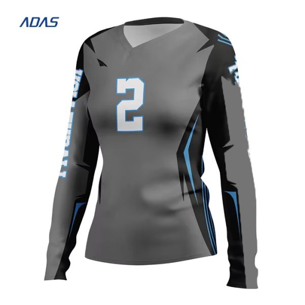 Jersey de voleibol de sublimación digital de 165 g/m² que absorbe la humedad, blanco y negro