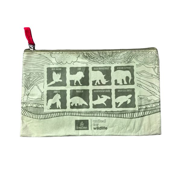 Washable Kraft Pouch – Dark Olive Green Black Rhinoceros – Reusable Eco Travel Case