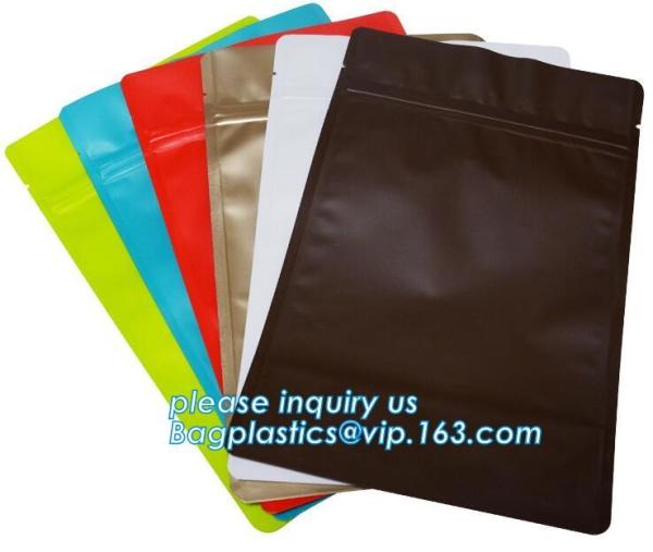 Aluminum Foil Flexible Metallized Flat Pouch Packaging Bags, Doypack chips, Resealable Mylar Stand Up Pouch