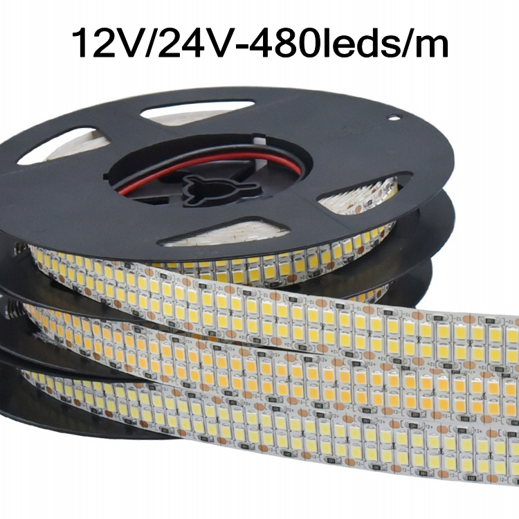 12V 24V SMD2835 самоклеящиеся светодиодные ленты светодиодные прохладные белые ленточные огни