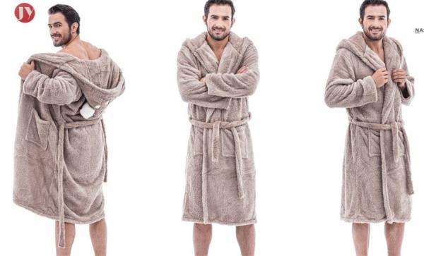 Custom Design Luxury Adult Unisex Long Hooded Shu Velveteen Robe. bear hooded Bathrobe For Sale