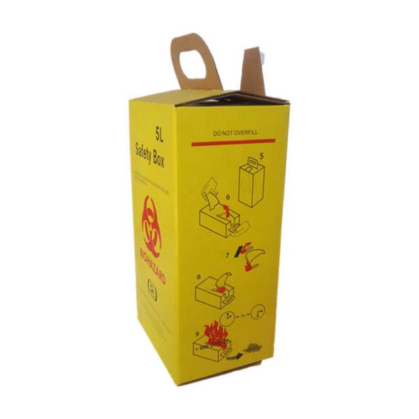 Hospital Biohazard 5L Medical Disposal Kraft Paper Board Sharps Container Safety Box Discard Used Syrings And La