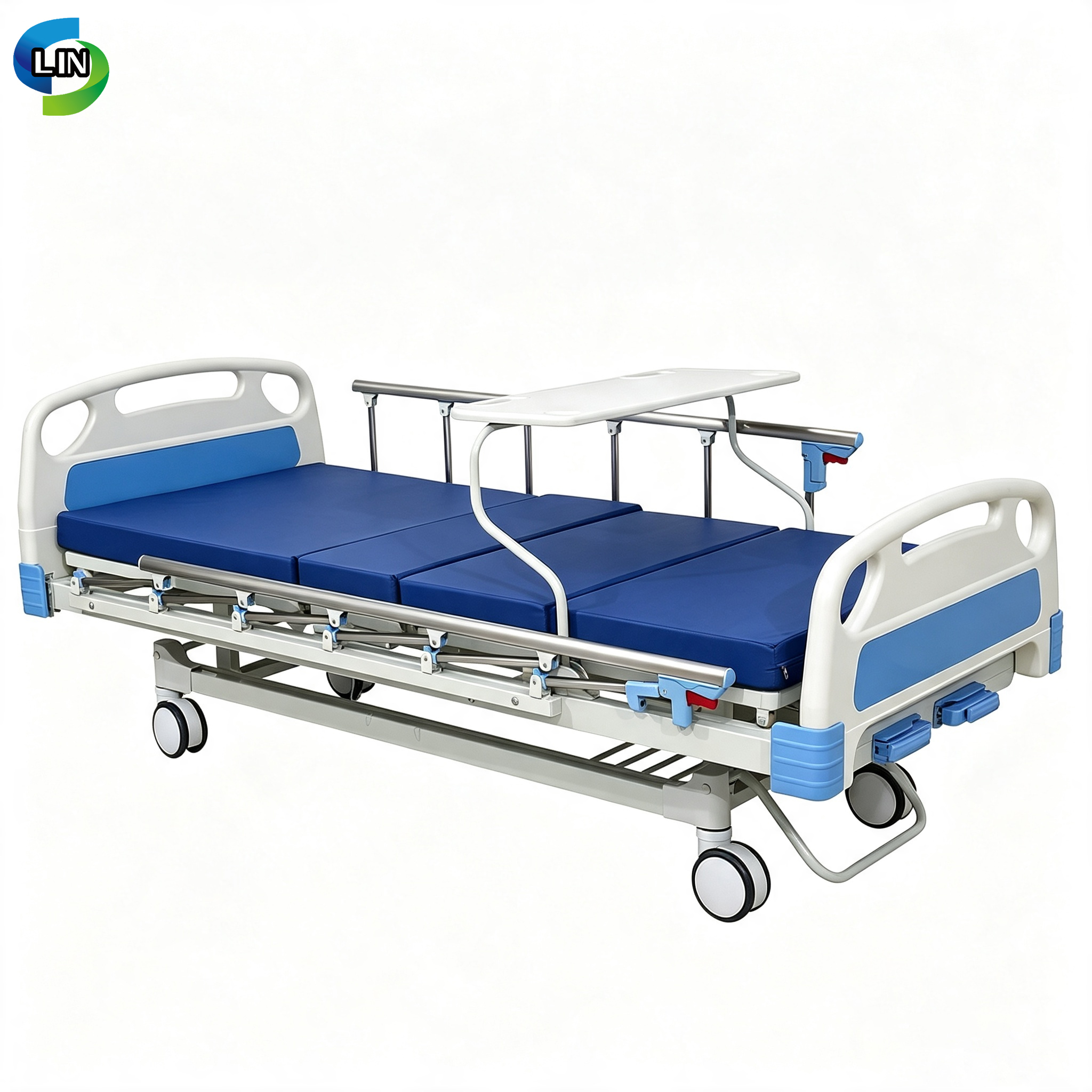 CE Certified Manual Nursing Bed with Multi-function and Stainless Steel Construction for Hospitals