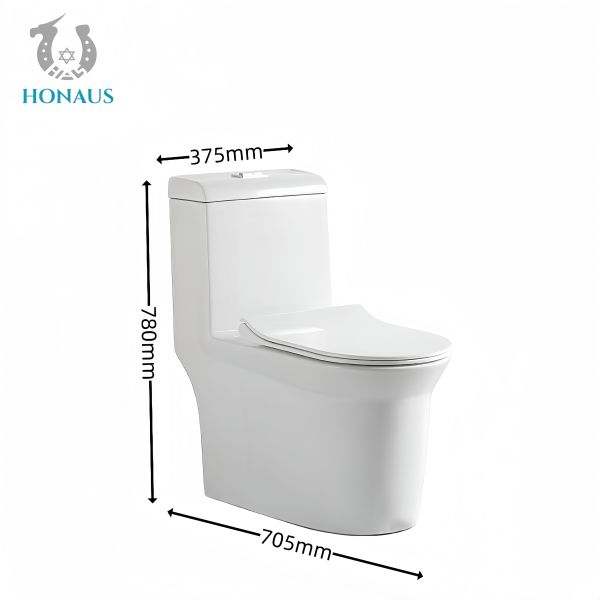 Self Clean Ceramic One Piece Toilet Bowl Luxury S/P Trap Siphonic Jet Customizable