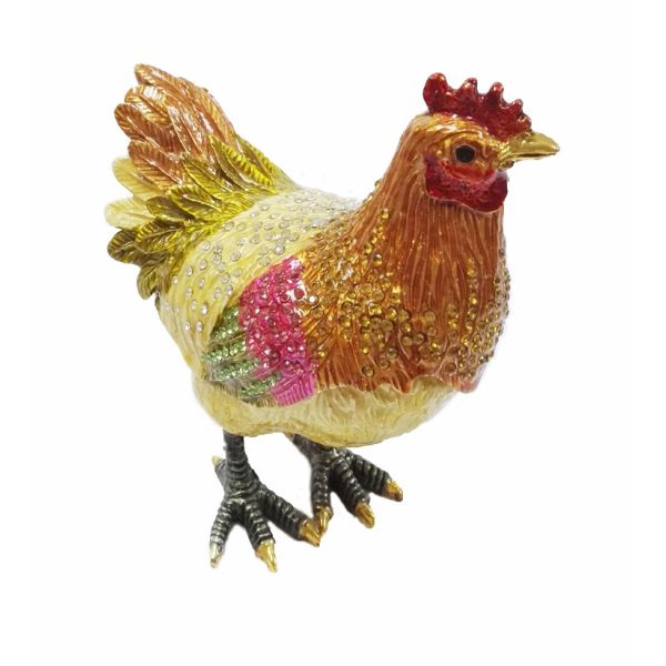 Pewter alloy animal box metal jewelry boxes hen enameled trinket boxes
