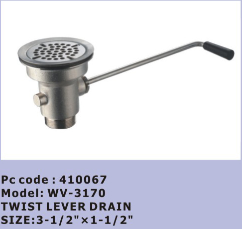 Steel Commercial High Temp Dishwasher Part Twist Lever Drain For Waste Valve