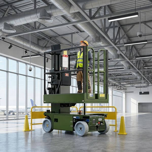 Aluminum Personnel Vertical Mast Boom Lift 26 Ft Cherry Picker Equipment For Shopping Mall Cleaning