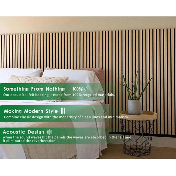 Panel de pared de madera de pizarra - Filtro acústico negro de madera - 2400x600x22mm