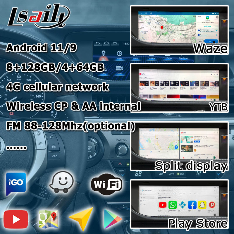 ES300h ES250 ES350 Lexus Android Обновление экрана Carplay Android Auto Dash Cam 10,25