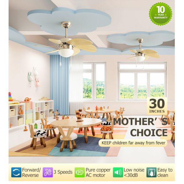 1stshine Ventilador de teto de baixa tensão Pervanesi Ventilador de teto com velocidade ajustável e cadeia de puxa