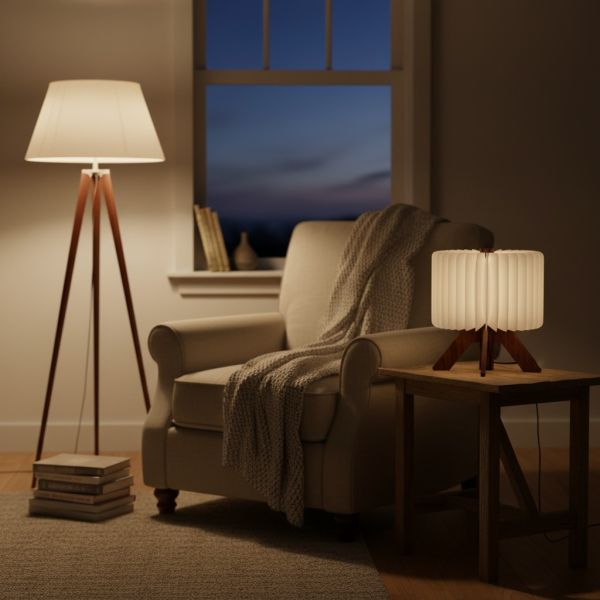 Bedroom Folding Origami Table Lamp Pleated Shade Soft Lighting 3500K
