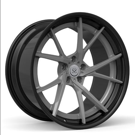 Matte Gun 2 partes forjou bordas pretas dos bordos do cetim rotatório dos raios 20inch do metal das rodas