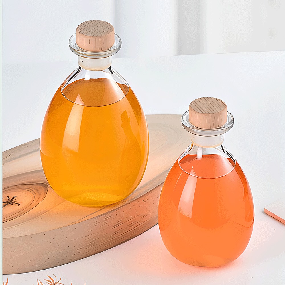 Clear Frosted Glass Wine Bottle with Crown Cap Seal Custom Logo for Beverage Packaging