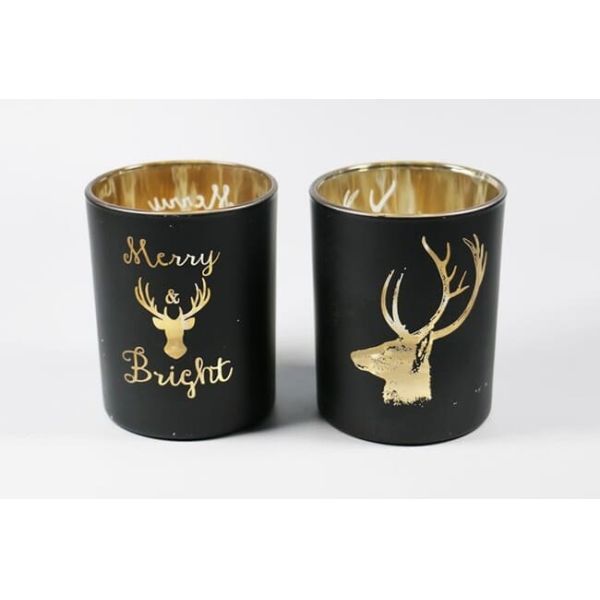 Christmas Mercury Pillar Color Glass Candle Holder 15oz 3.5 * 4 Inch