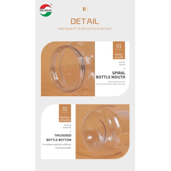 500ML PET Bottle Plastic Clear Cylinder Sealed Jar With Screw Lid HYP500-40g