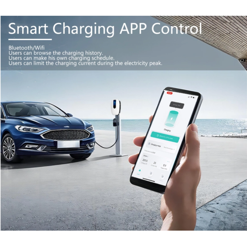 Floor-mounted 16 Amp 32 Amp Battery Powered EV Charger Charging Station With Ratractor