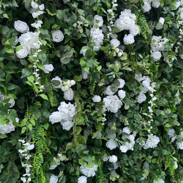 Events Decoration 3D Cloth Floral Wall with Simulated Green Plants and Artificial Flowers