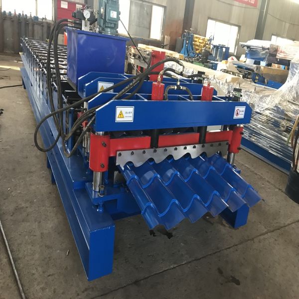 4kw Glazed Tile Roll Forming Machine , Hydraulic Cutting Tile Making Machine