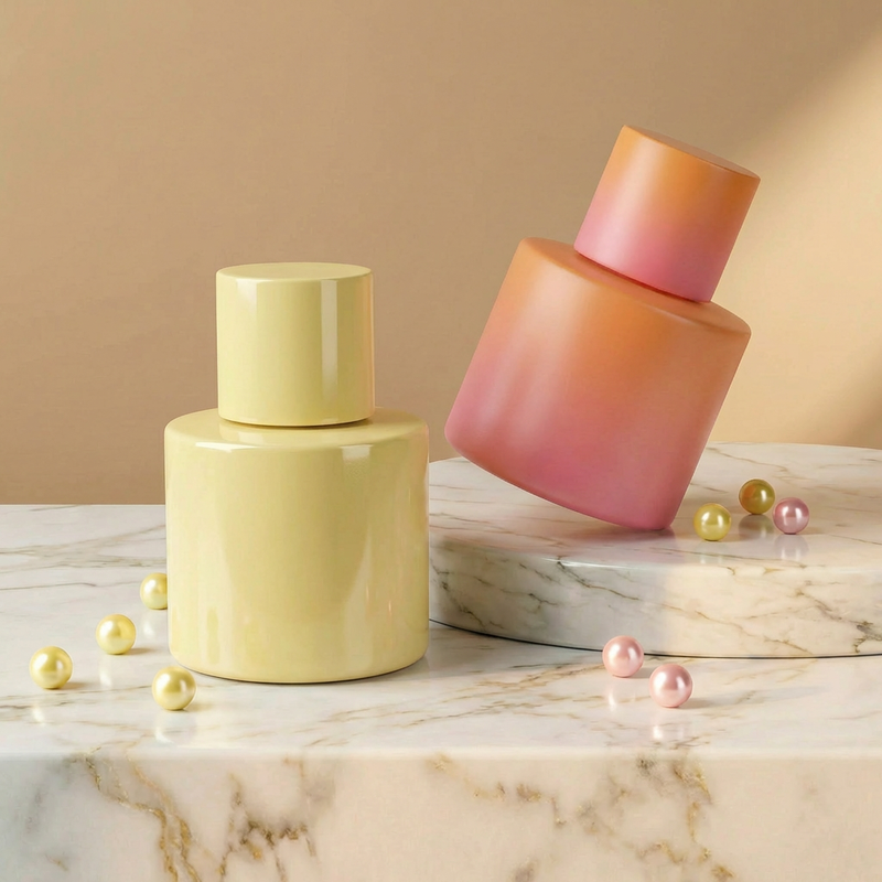 Anding Supplier Custom Printing Premium 100 ml Cylinder Refillable Spray Luxury Empty Glass Perfume Bottle