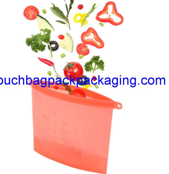 Silicon food bag for fresh food pack, reusable silicone microwave bag for storage 18 x 21 cm