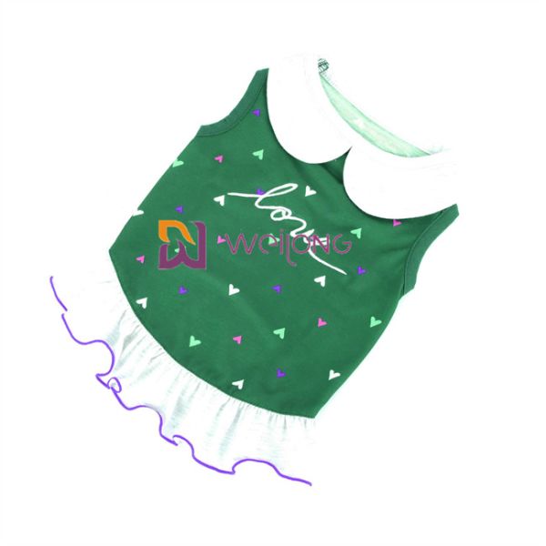 Digital Print Embroider Pet Dress Love Poly Jersey Custom Summer Heart Woven Collar Dog Dressing Gown