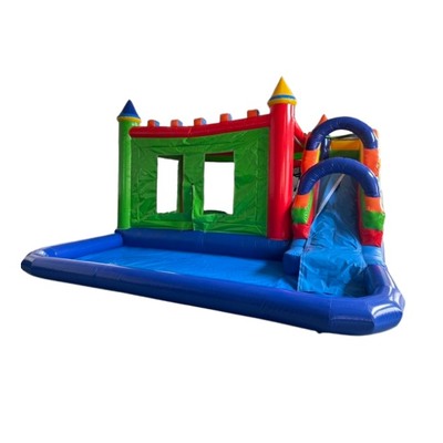 Colorful Inflatable Bounce House and Slide Combo with Mesh Walls for Kids Events