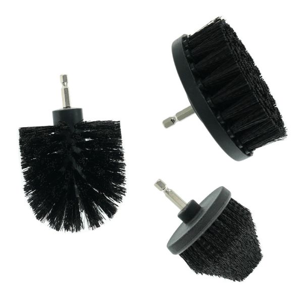 3pcs Black Car Cleaning Grout Drill Scrub Brush Tools Kit 4inch