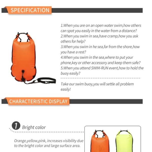 backpack dry bag  open water swim lane marker marker buoys yellow  safety inflatable  pool life buoy swimming buoy