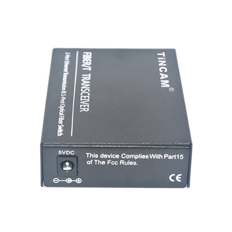 TiNCAM Factory  10/100Mbps 1 Fiber 2 PoE Port Fiber Media Converter IEEE 802.3af/at 20km Single Mode Single Fiber 1310nm SC 48W Power Adapter TBC-PSF4312E-S20A