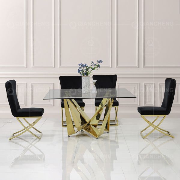 железный каркас нержавеющей стали обеденного стола 150cm верхней части квадрата 100kg стеклянный