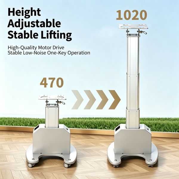 Height Adjustable Electric Stand – Stable Silent Mobile Lifting Trolley with Heavy-Duty Steel Base