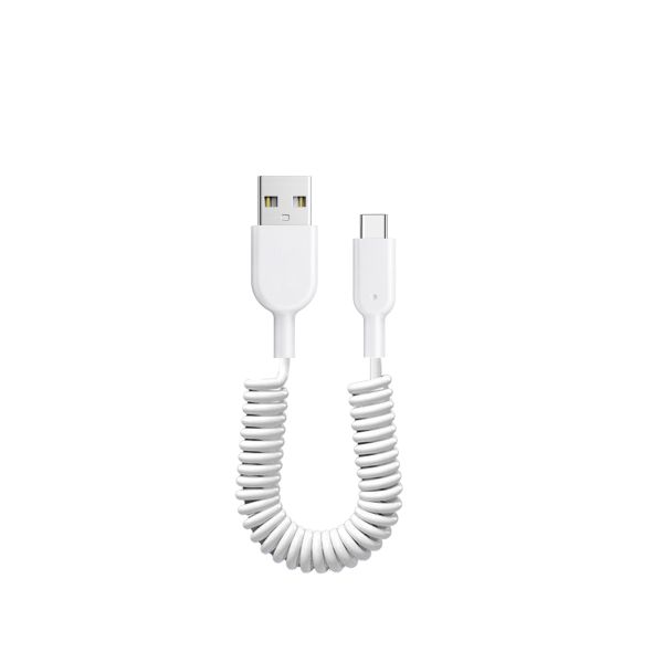 Spring Coiled USB Cable Retractable Fast Charging Data Cord For Mobile Phone Tablet Car Use
