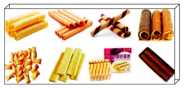 PD50 Linha de produção de rolos de ovos de biscoito de wafer Máquina Linha de processamento de biscoito de wafer Equipamento de fabricação de máquinas de biscoito de wafer