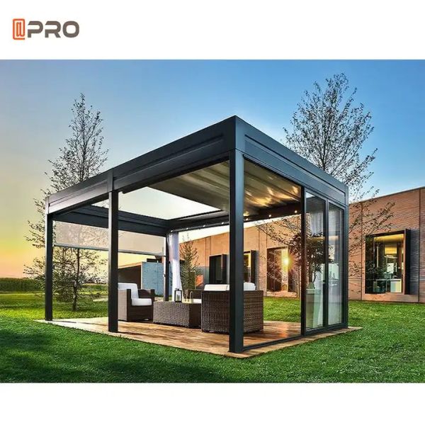 Waterproof Outdoor Modern Aluminum Pergola Retractable Sun Louver Roof Insulated Garden Pergola